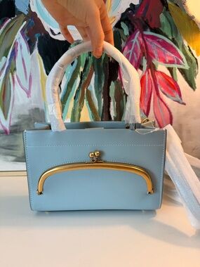 Authentic Coach Cashin 20 Kisslock Mini Tote in Blue Glove tanned leather